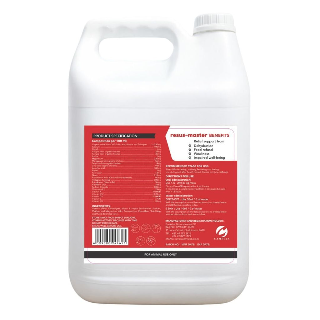 Resus-Master - Emergency Recovery, Vitality & Hydration Support for Livestock (5L)