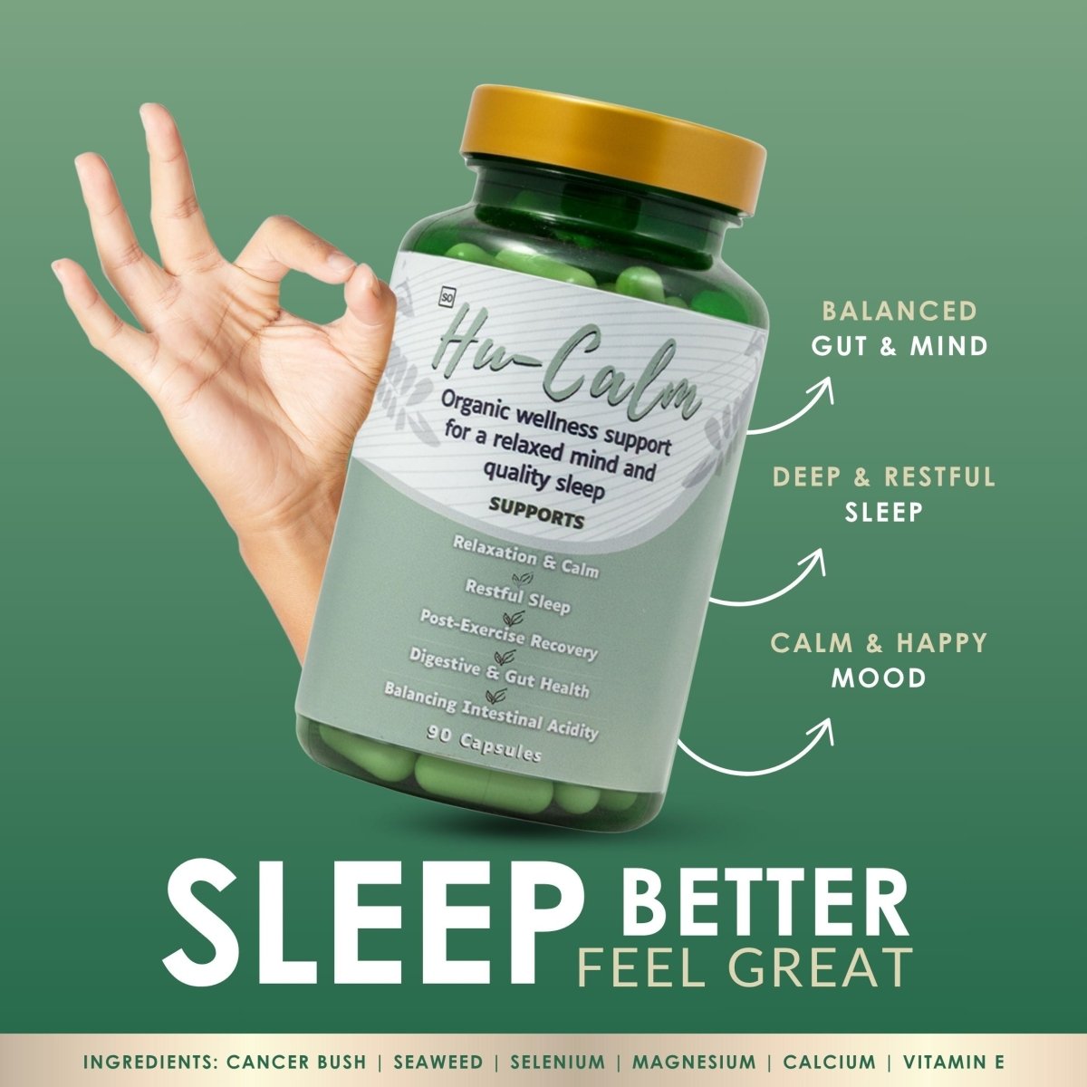 HuCalm | Daily Gut & Mind Support (Restful Sleep, Balanced Mood)