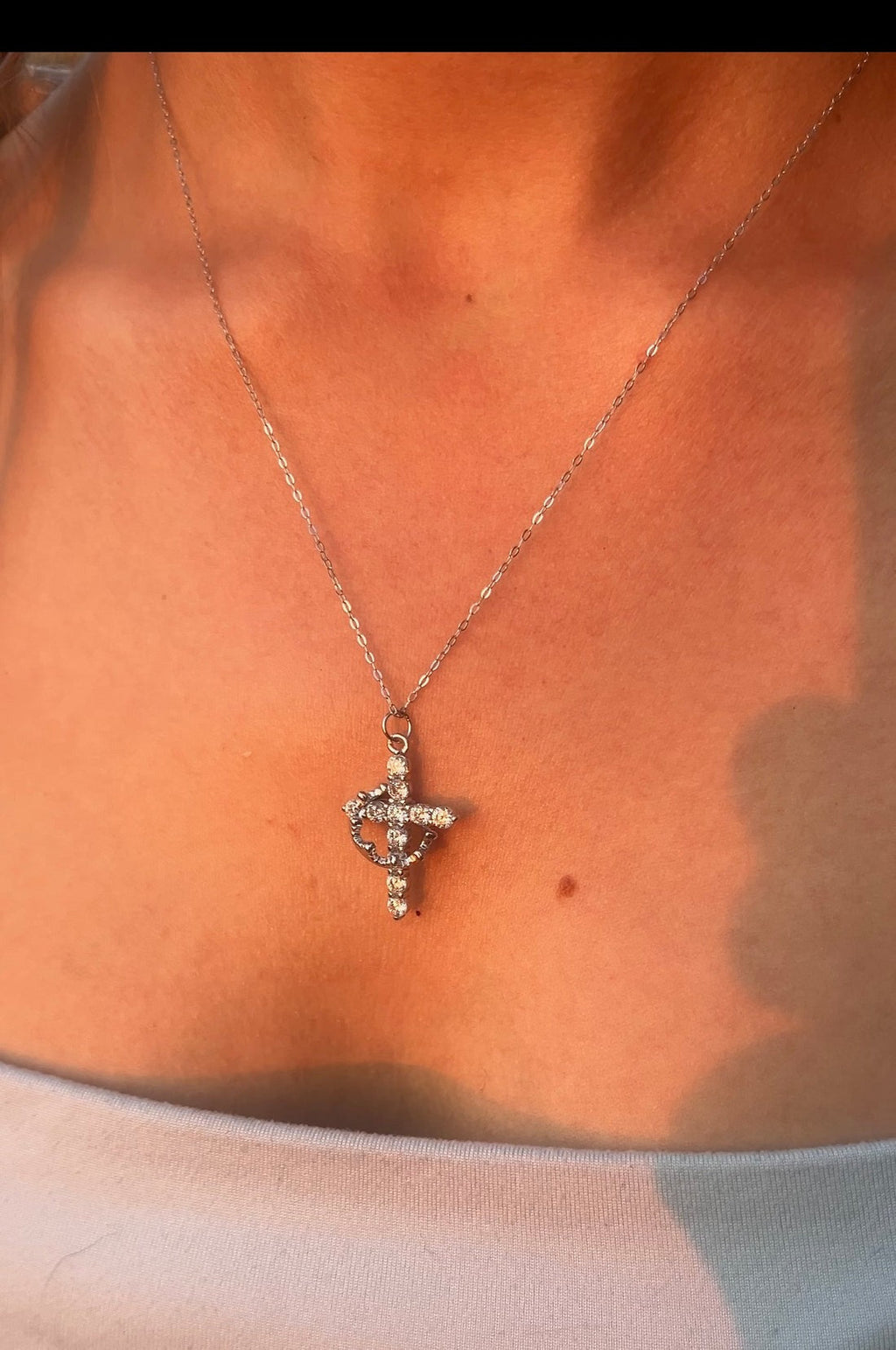 Crowned In Faith Cross Necklace Stainless