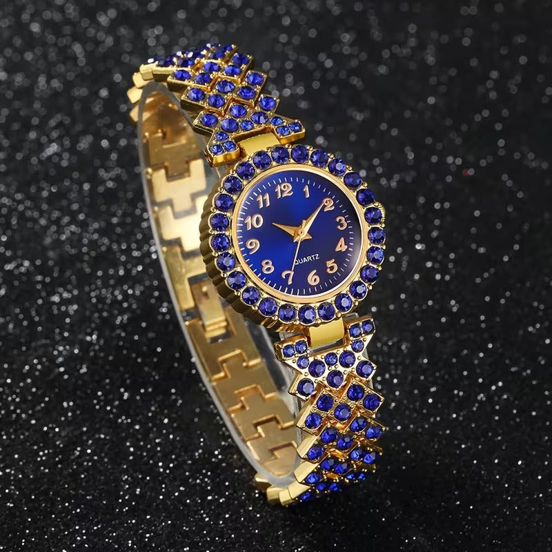 Celestia Blue Quartz Watch Set 6pcs Womens Lux ProX