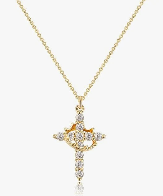 Crowned In Faith Cross Necklace Stainless