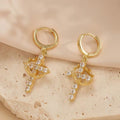 Golden Crown Cross Earrings Faith Jewelry