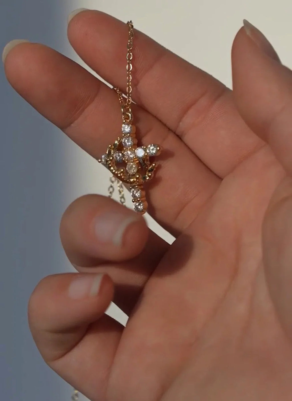 Crowned In Faith Cross Necklace Stainless