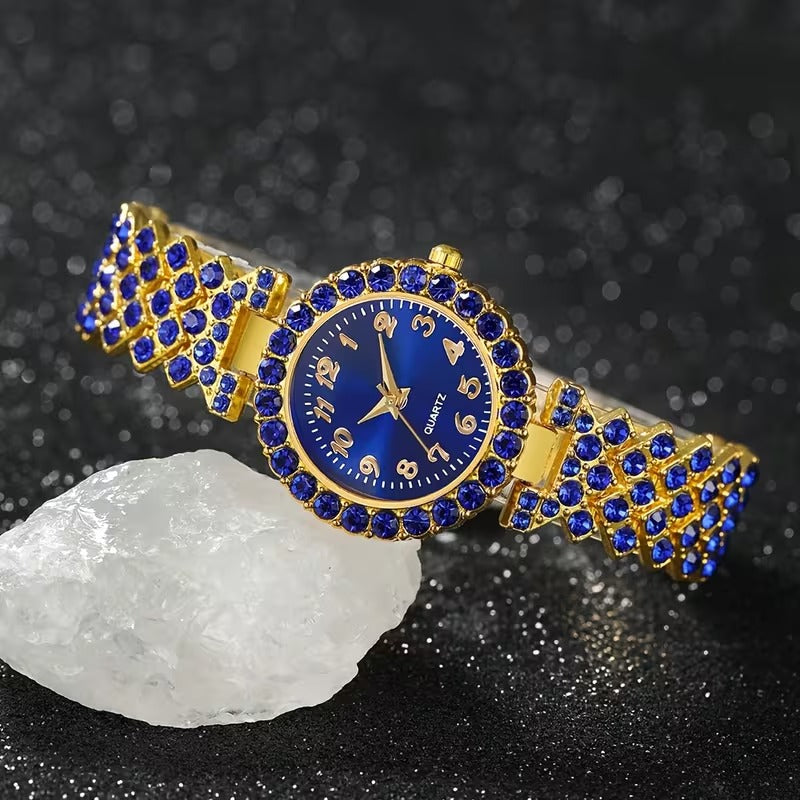 Celestia Blue Quartz Watch Set 6pcs Womens Lux ProX