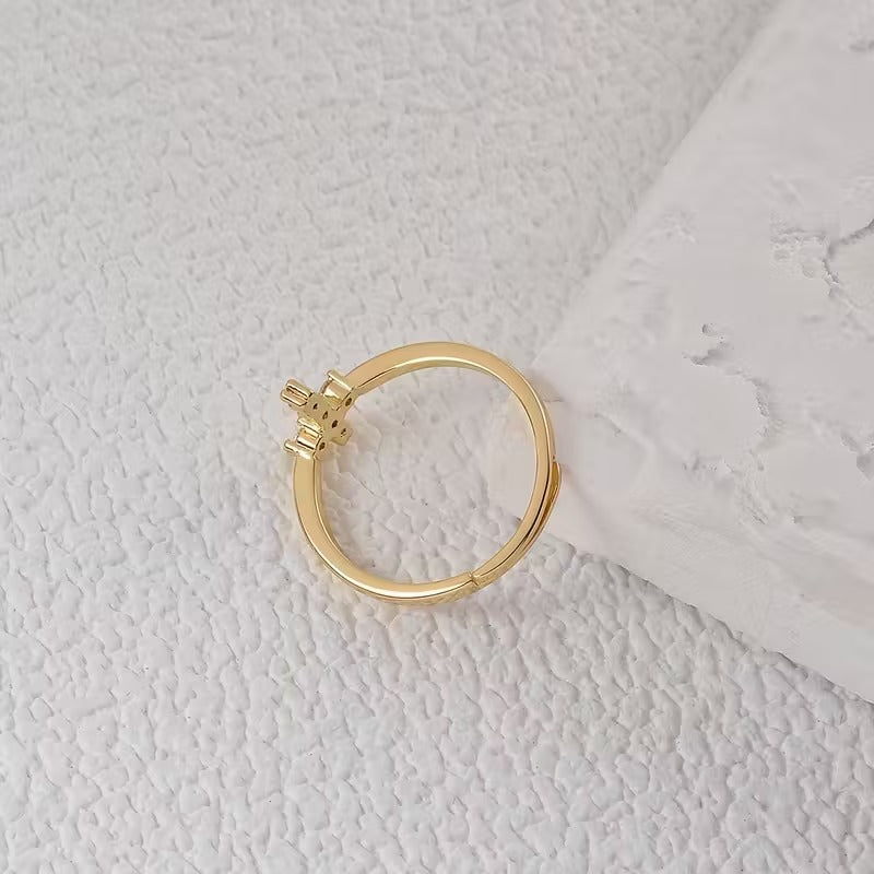 Elegant Golden Cross Ring Adjustable Stainless