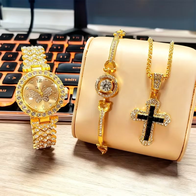 GraceAura Christian Bracelet Watch Jewelry Set