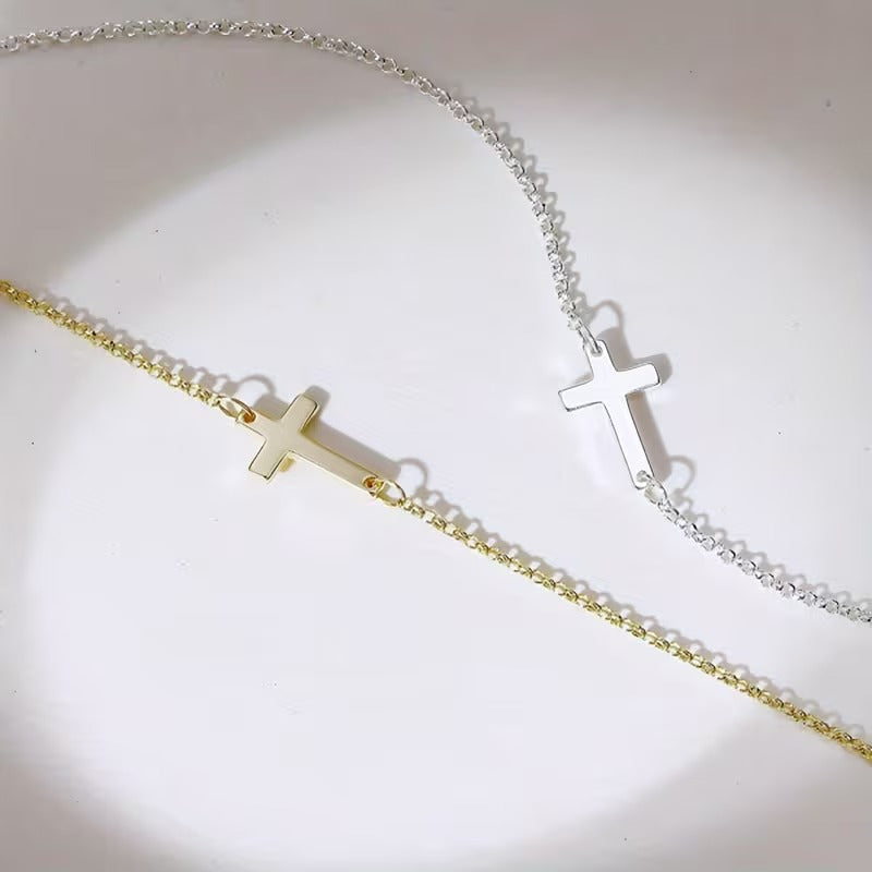 Minimalist Cross Chain Bracelet Stainless Steel
