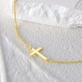 Minimalist Cross Chain Bracelet Stainless Steel