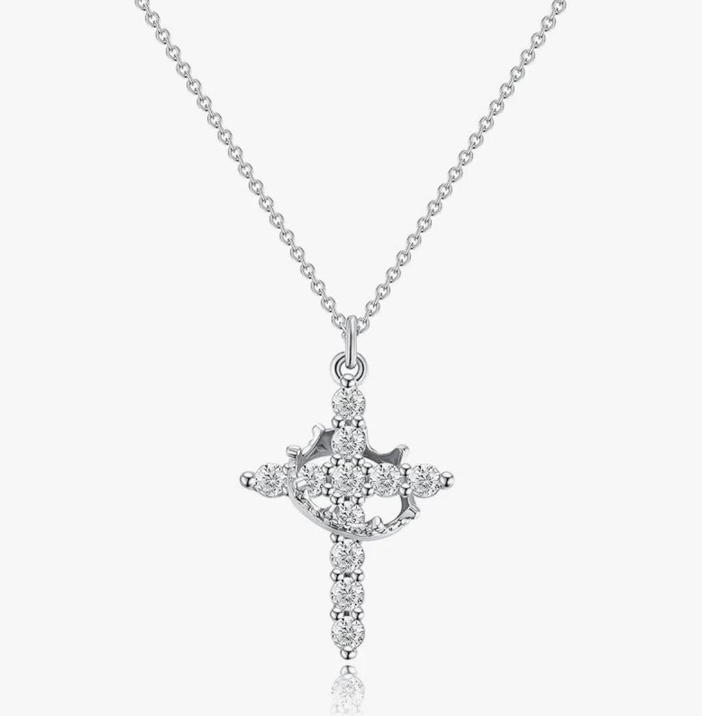 Crowned In Faith Cross Necklace Stainless
