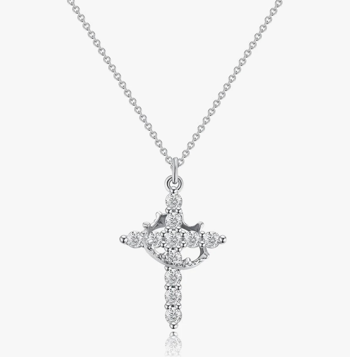 Crowned In Faith Cross Necklace Stainless