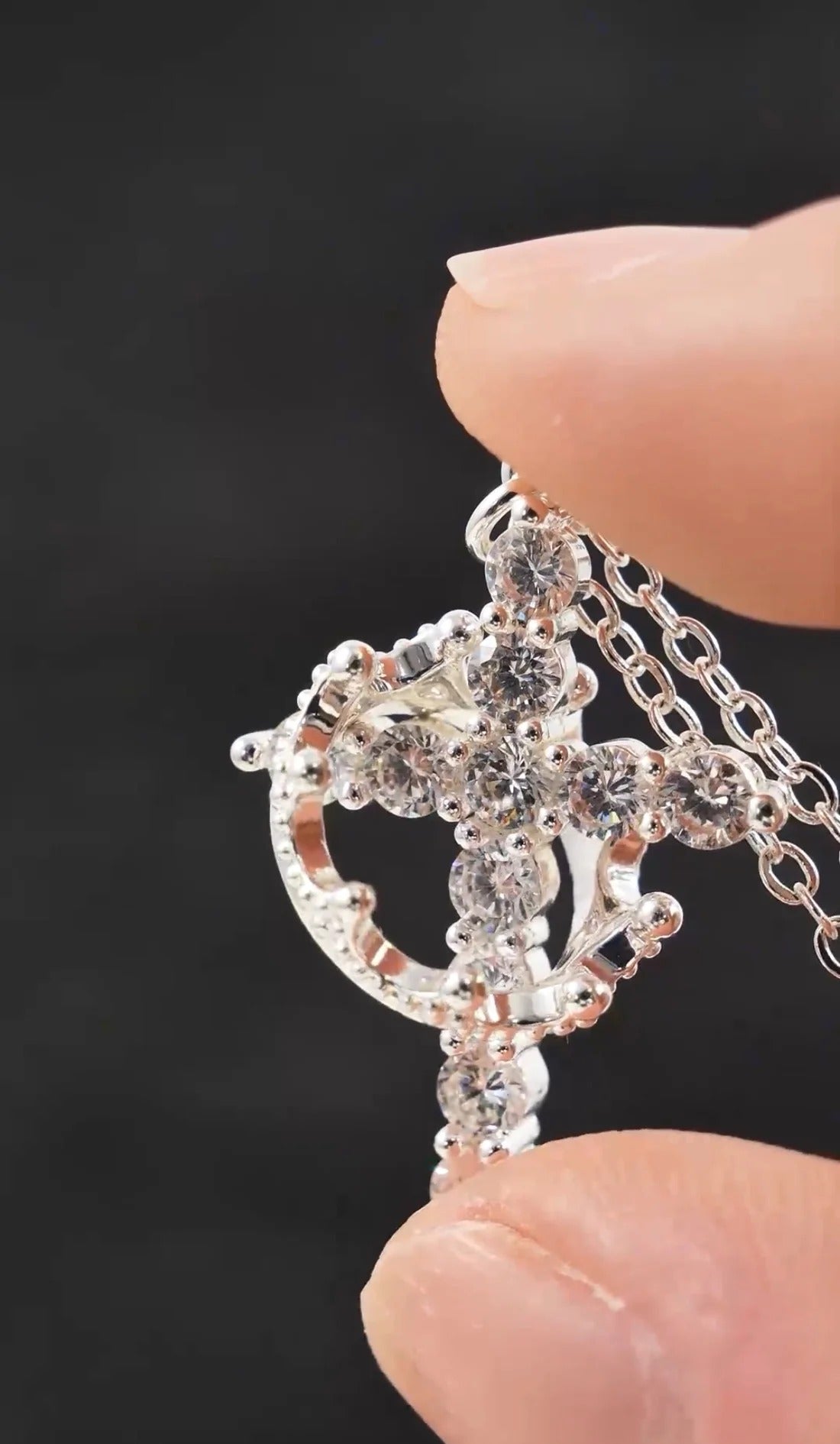 Crowned In Faith Cross Necklace Stainless